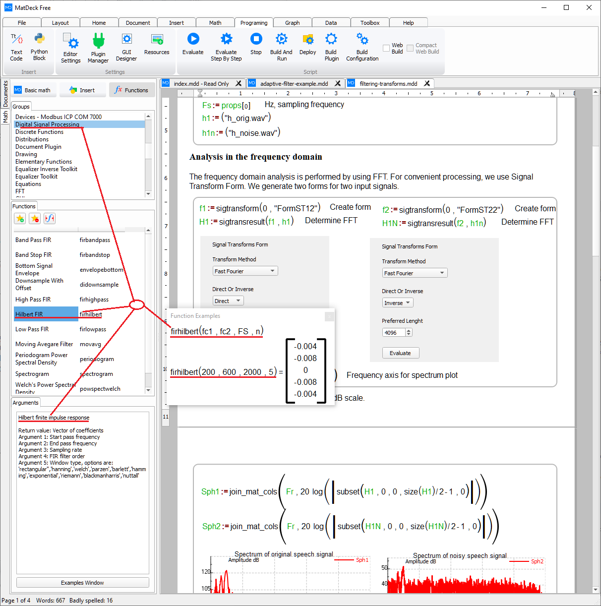 matdeck dsp functions and commands